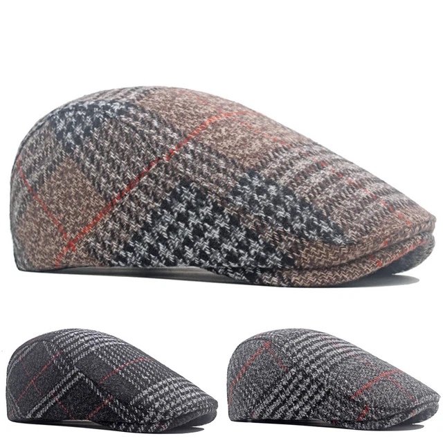 Elegant Herringbone Newsboy Beret Hat for Men Perfect for Any Occasion