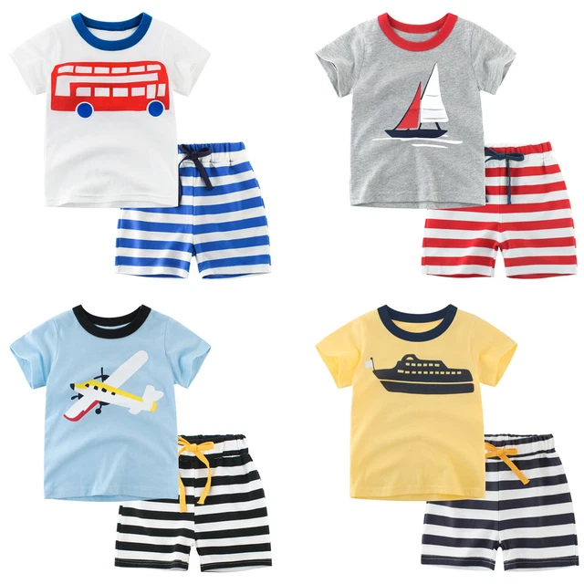 Baby Boys Clothes Short Sleeve Top+Striped Shorts Toddler Outfits Set