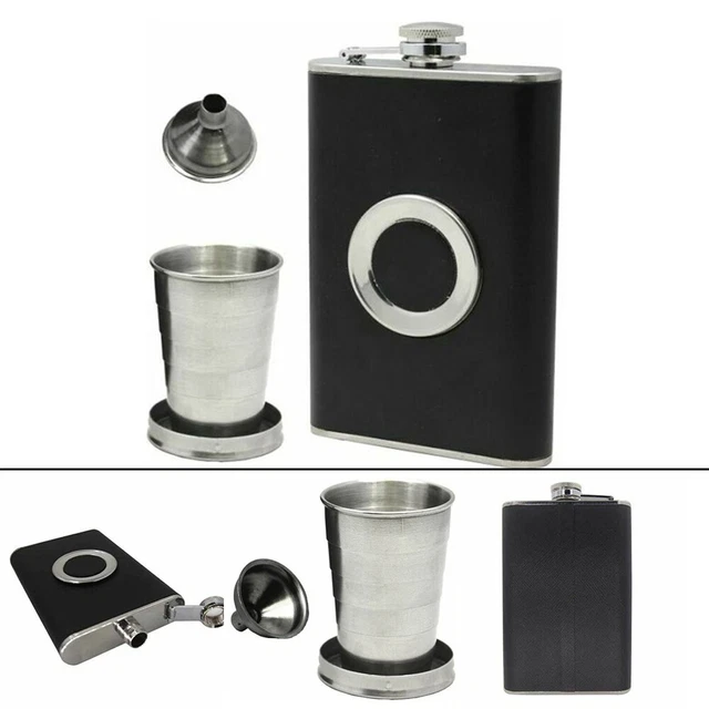 Botella de vino matraz ajustable 8 oz negro acero inoxidable + ABS 1 juego de
