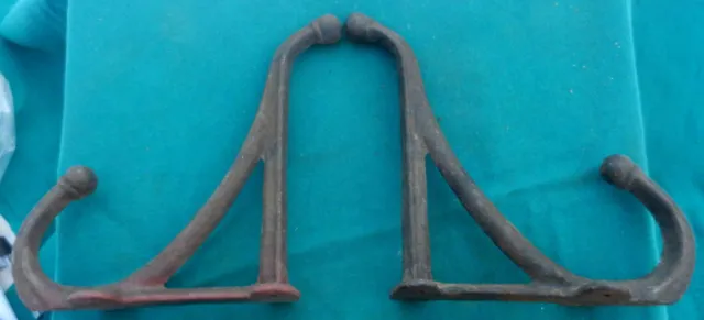 Hard to Find Matched Pair Larger CAST IRON Barn Hooks or Shelf Supports 9 x 8 6