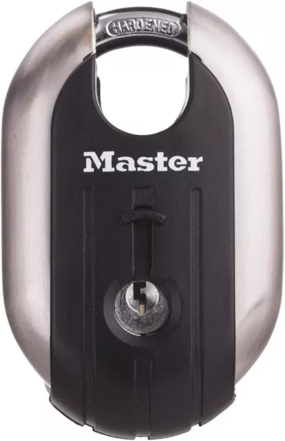 Master Lock 189EURD Cadenas à Clé avec Anse Protégée, Gris, 9,9 x 4,9 x 2,6 cm