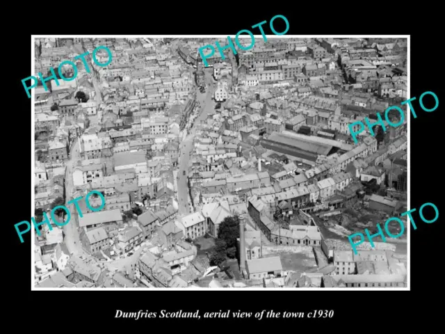 OLD LARGE HISTORIC PHOTO OF DUMFRIES SCOTLAND AERIAL VIEW OF THE TOWN c1930 4