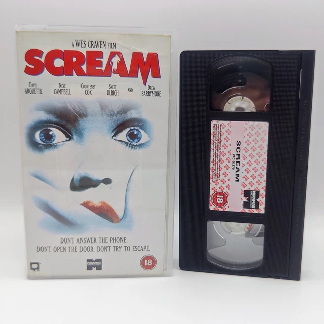 SCREAM VHS VIDEO Tape Horror Wes Craven Neve Campbell Drew Barrymore ...