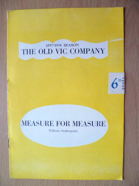 OLD VIC COMPANY THEATRE 1957- MEASURE FOR MEASURE by William Shakespeare