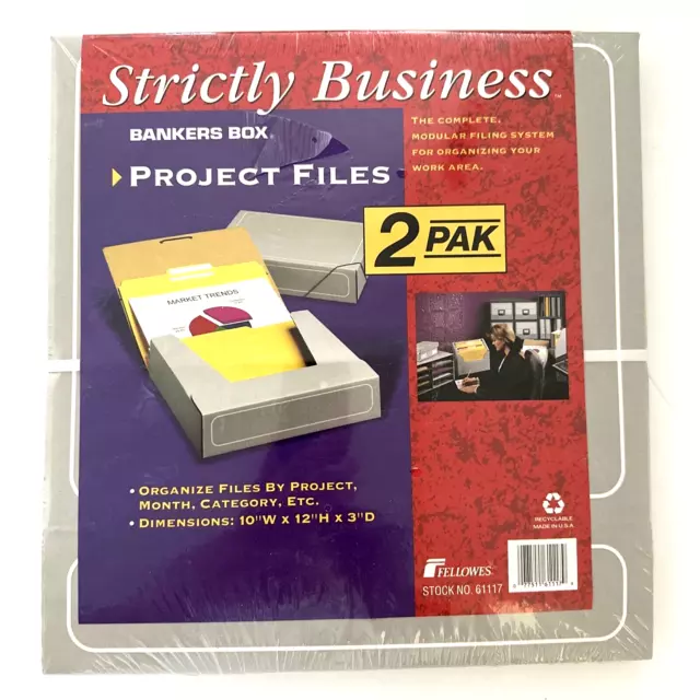 2 Pack Bankers Box Project Files 10" W x 12" H x 3" D Organize Filing Work Gray