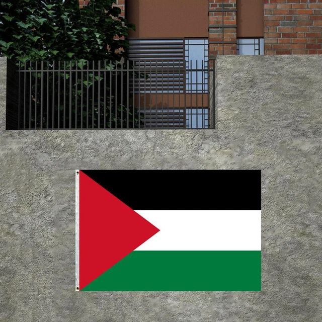 Drapeau Palestine 3x5 Pieds (90x150 Cm) - Polyester Qualité Extérieur - Œillets Laiton - Double Couture