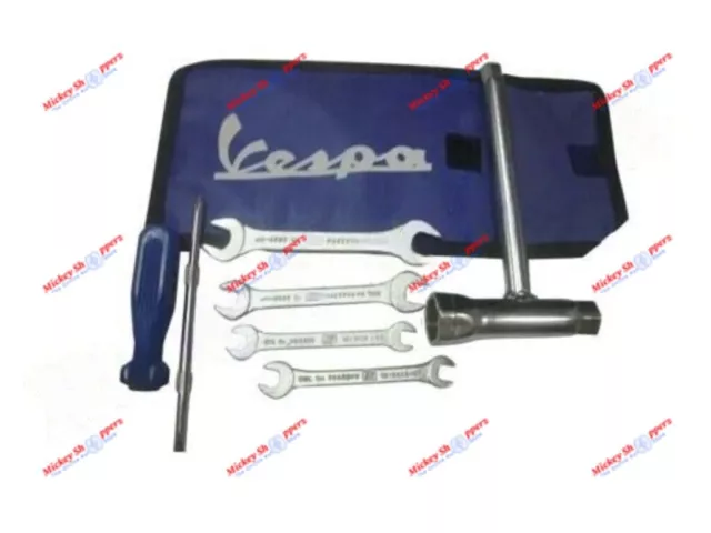 Vespa Complete Handy Tool Kit In Blue Woven Pouch Vespa Logo