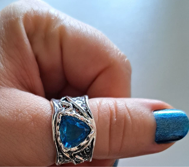 Chevalière Avec Pierre Bleue - Bague Taille 58, Occasion, Pierre Principale Bleue, Style Classique