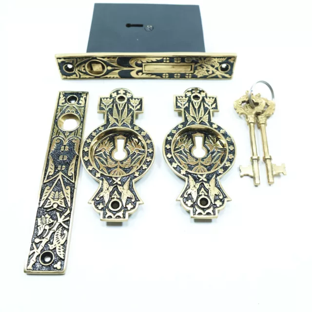 Signature Hardware Pocket Single Door Lock (1 Lock 1 Strike 2 Pulls w/key) Brass
