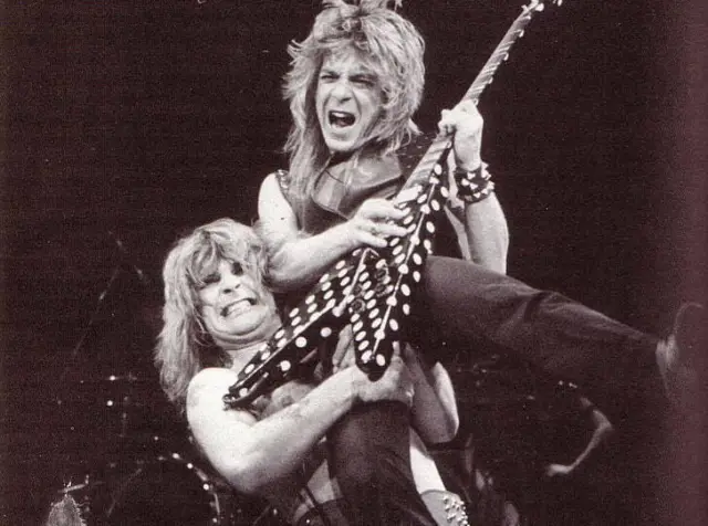 Ozzy Osbourne And Randy Rhoads With Guitar Black And White 8x10 Picture Celebrit
