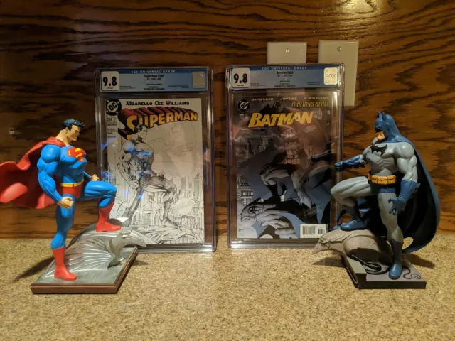 Batman 608 & Superman 204 retailer incentive edition CGC 9.8 W/ Matching Statues