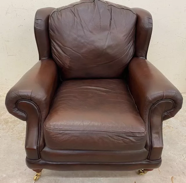 Thomas Llyod Wing Back Brown Leather Armchair CS S87