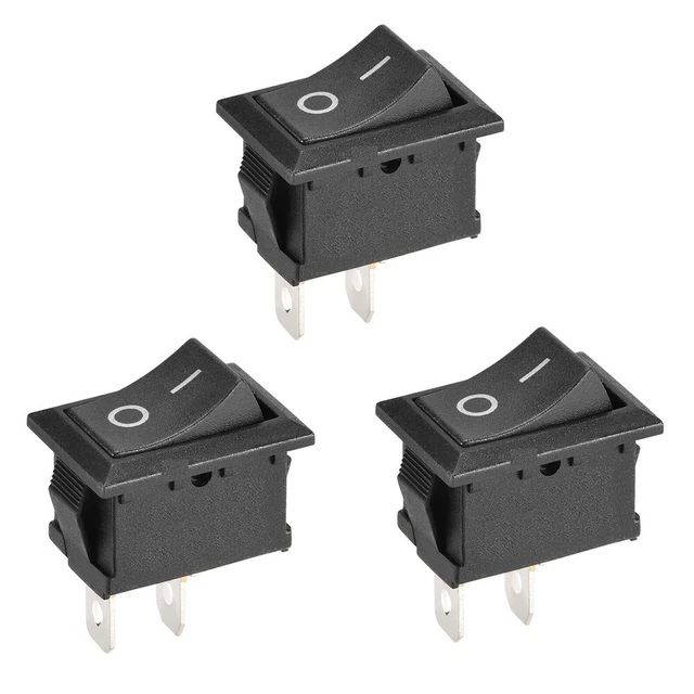 3pcs Mini Noir Sur Off Interrupteurs Spst 2 Broche Voiture Tableau Bateau 12V