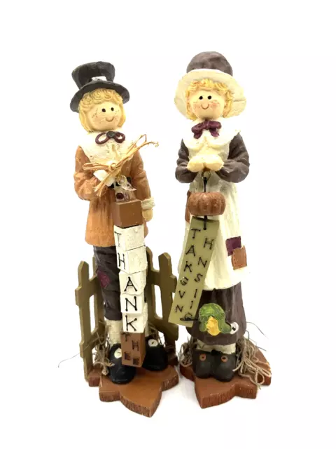 Set of 2 Thanksgiving Pilgrim Couple Decorative Resin Darice Figurines #2604-47