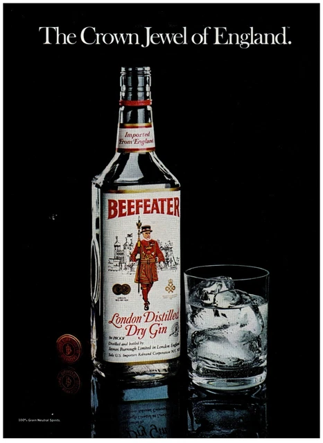 Beefeater Gin "The Crown Jewel of England" Vintage Print Advertisement 1980