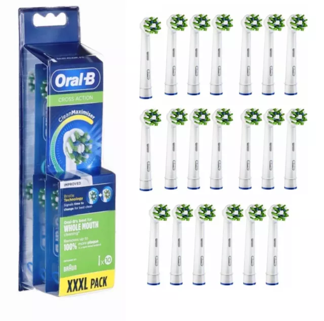 Oral-B CrossAction Aufsteckbürsten 20x Zahnbürstenaufsatz CleanMaximiser weiß