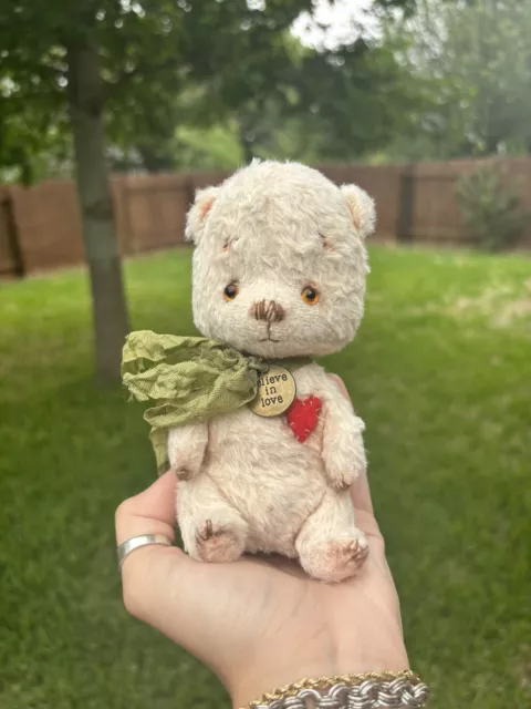 Bear Made With Real Mohair With Stitched Heart And Tag