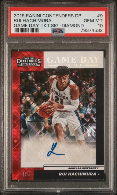 2019-20 Contenders DP Rui Hachimura Game Day Diamond Ticket #'d/5 PSA 10 POP 1