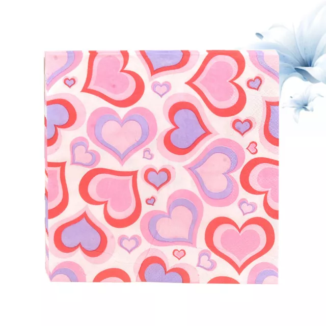 60 Pack Dinner Decorative Napkins Colorful Love Heart Disposable Paper Party