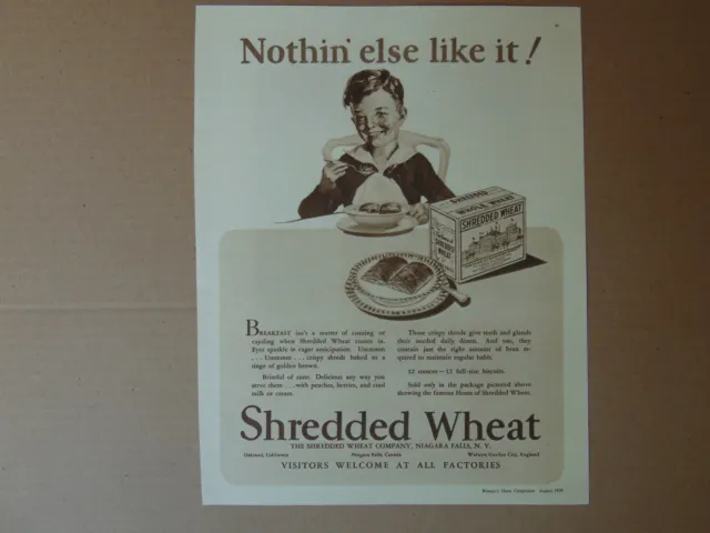 1929 SHREDDED WHEAT Company Niagara Falls NY vintage art print ad
