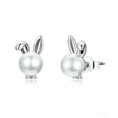 Cute 925 Silver Filled Stud Earring Girl Gift White Pearl Earring