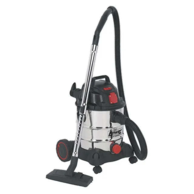 Sealey Wet & Dry Vacuum Cleaner Industrial 20ltr 1400W/230V Stainless Bin Auto