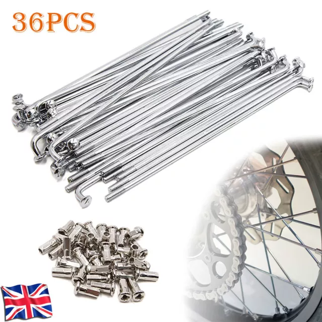 Universal Pack of 36 Motorcycle Wheel Spokes with 160mm Length Stainless Steel