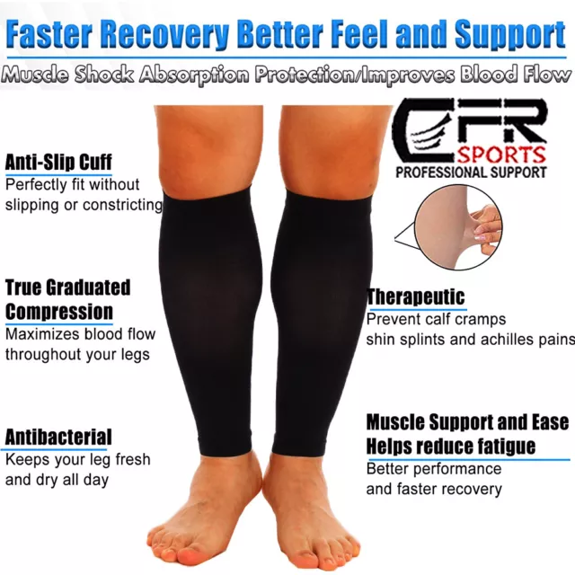 Calf Support Sleeves Leg Compression Socks for Runners Shin Splint Varicose Vein 3