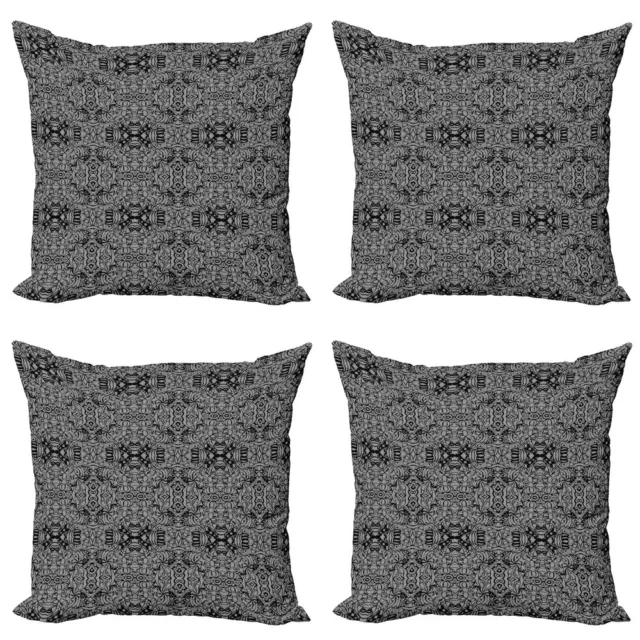 Dark Grey Pillow cushion set of 4 Abstract Vintage