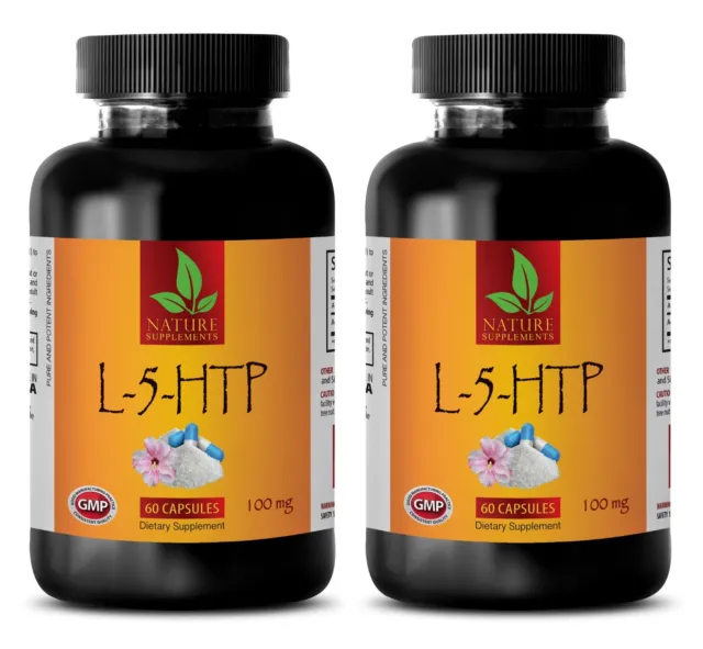 serotonin brain food - L-5-HTP - 5-htp enhanced - 2 Bottles (120 Capsules)