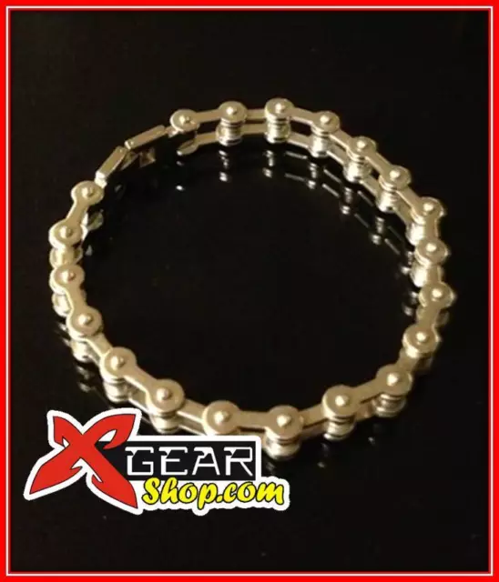 BRACCIALE CATENA MOTO UOMO acciaio 22cm CHAIN BRACELET BRACCIALETTO BIKE RACING