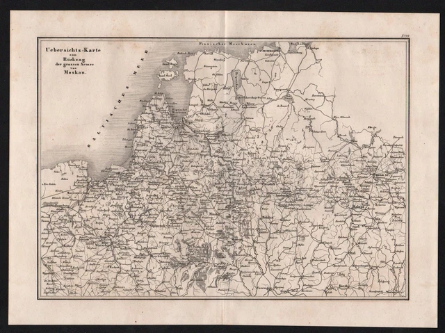 1840 - Mosca Russia Battaglia Battle Mappa Engraving Incisione Acciaio