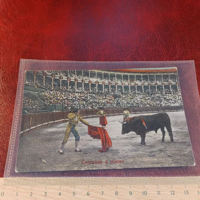 Vintage Postcard Entrando a Matar Spain Bull Fighting