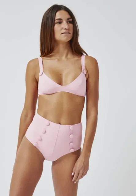 Lisa Marie Fernandez Pink Seersucker Two Piece Swimsuit Size 2-4 $395 NWT #1