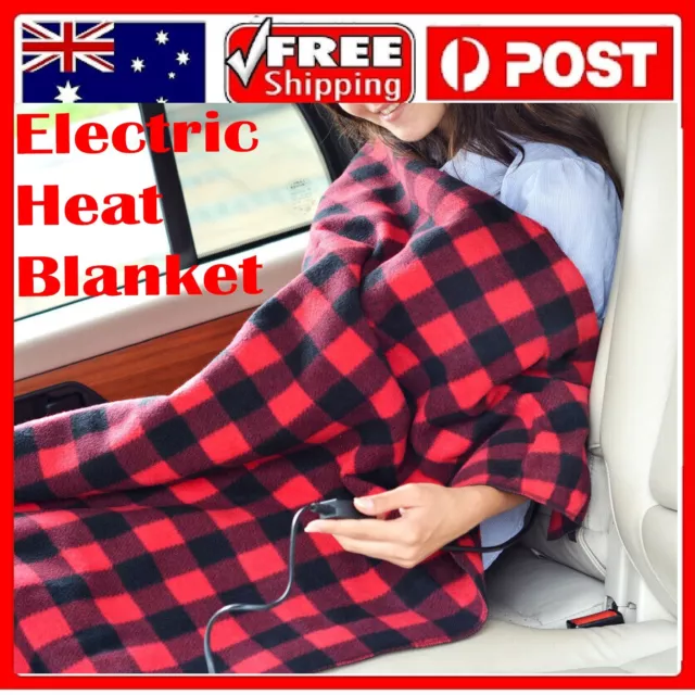 12V Electric Car Heated Blanket Soft Warm Travel Camping Rug Caravan AUS