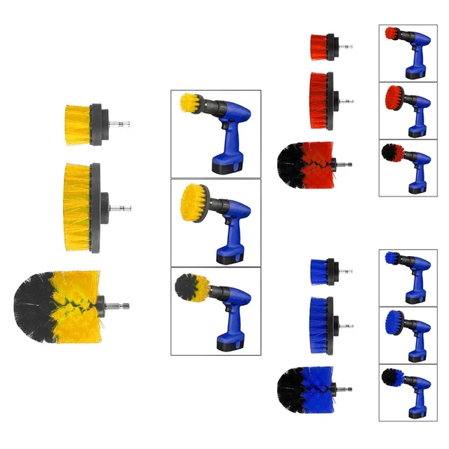 3 Piece Drill Brush Accessory SetPower Brush Cleaning Kit Multi Purpose Drill