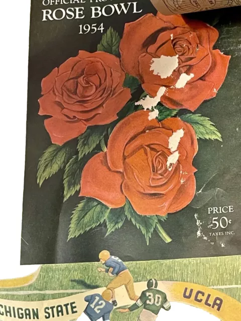 1954 Michigan State vs UCLA Rose Bowl Official Program and Ticket