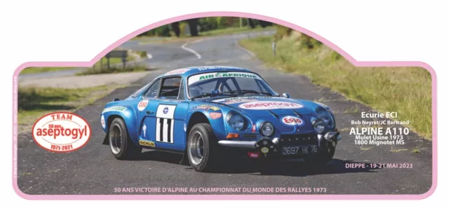 Plaque Rallye « DIEPPE 2023» – ALPINE A110 -Aseptogyl Bleue