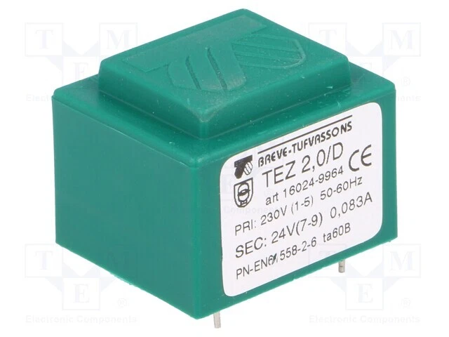 Transformateur 230VAC / 9V 166mA - Marque HAHN/TNE - 1.5VA - Montage PCB - Neuf