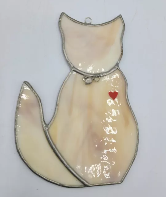 Vintage Hanging Stained Leaded Glass Art Cat Animal Lover Hanging Figurine Gift