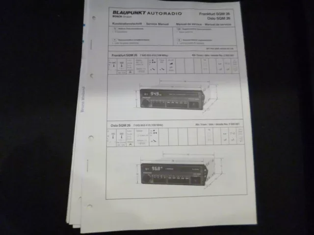 Original Service Manual Schaltplan Blaupunkt  Frankfurt SQM 26 Oslo SQM 26