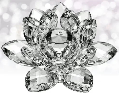 5"/130mm FengShui Crystal Lotus Glass Flower Paperweight Home Office Decoration