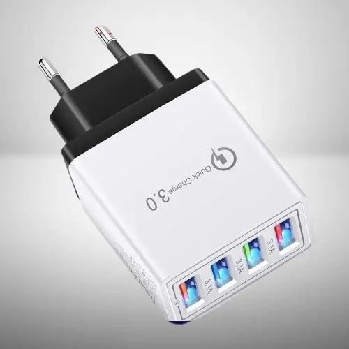 Chargeur USB 4 Ports Mural Universel iOS, Android Rapide et Efficace FR Neuf