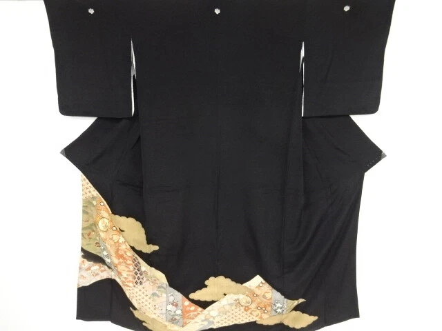 41651# Japanese Kimono / Antique Tomesode / Embroidery / Cranes & Traditiona