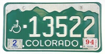 Colorado 1994 Handicap License Plate Old Classic Auto Vintage Collector Decor