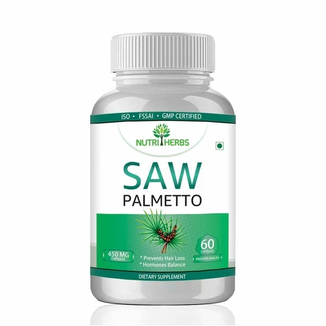 NUTRIHERBS ORGANIC SAW Palmetto Extract Capsules 450mg DHT Blocker 28.