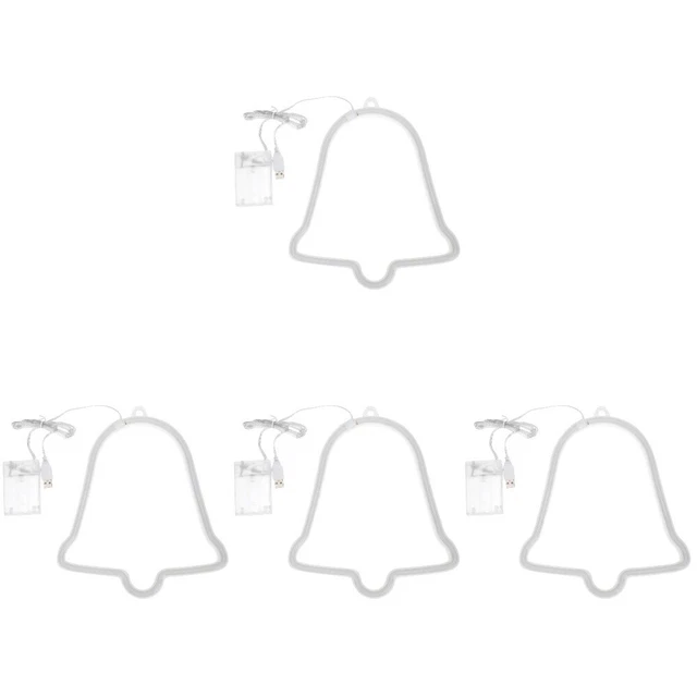 4 PC NEON Lights Acrylic Christmas Sign Party Atmosphere Bell Shape £40