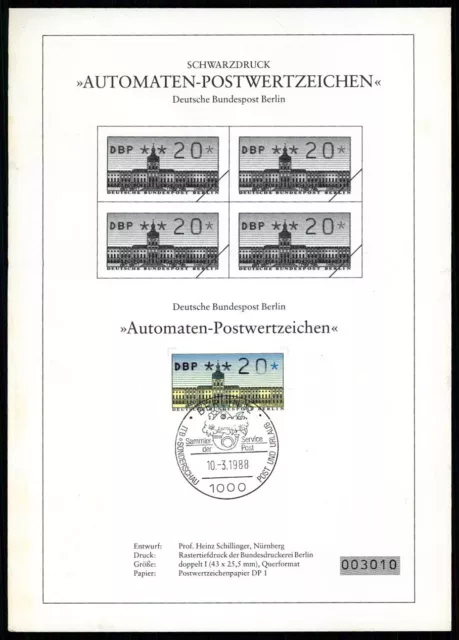 BERLIN ATM SCHWARZDRUCK 1988 20 Pfg. LIMITIERT !! BLACKPRINT LTD. ua62