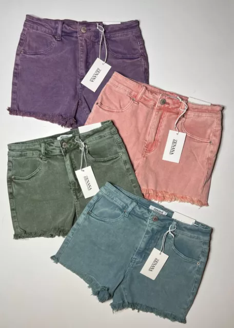 Zenana Acid Washed NWT Frayed Hem Mid Rise Shorts - 4 colors