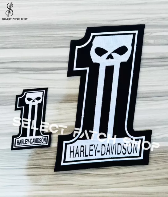 HARLEY DAVIDSON #1 Skull Patch Set Biker Jacket Back Patch With Free ...